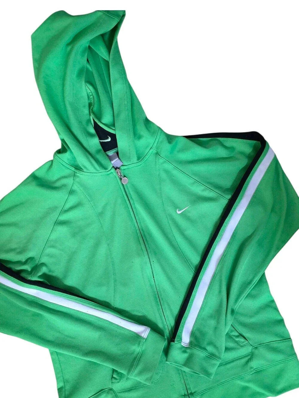 Nike Y2K Green Track Jacket Hoodie Full Zip Large Retro Athletic Sportswear
